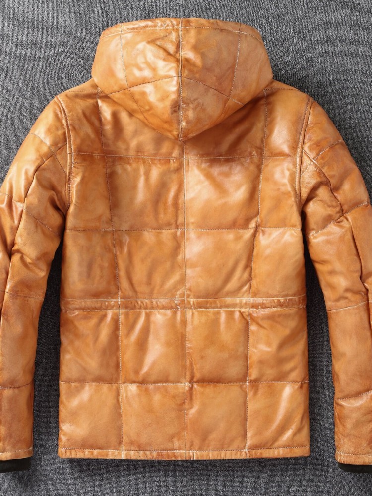 Winter Mens Sheepskin Genuine  - огляд і ціна Leather Work Jacket With Hood