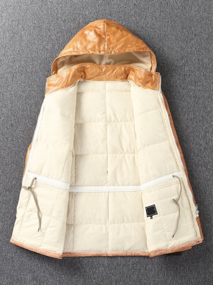 Winter Mens Sheepskin Genuine  - огляд і ціна Leather Work Jacket With Hood