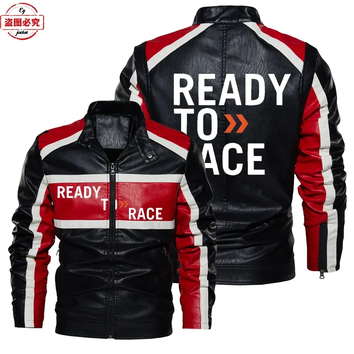 Ready To Race Logo Printed Off - огляд і ціна Leather Work Jacket With Hood