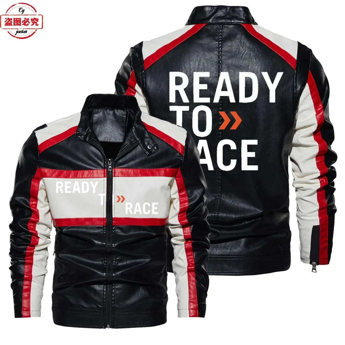 Ready To Race Logo Printed Off - огляд і ціна Leather Work Jacket With Hood