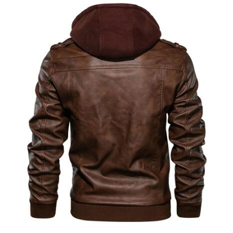 Men Hooded Coats Pu Jackets Zi - огляд і ціна Leather Work Jacket With Hood