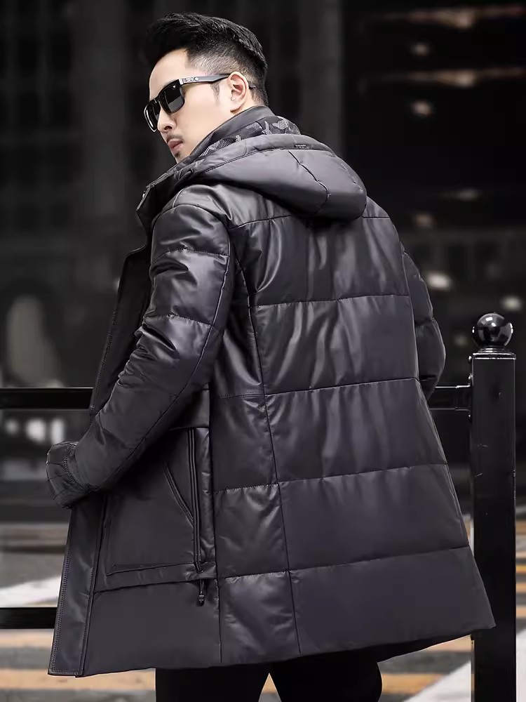 Winter Mens Thick Warm White G - огляд і ціна Leather Work Jacket With Hood