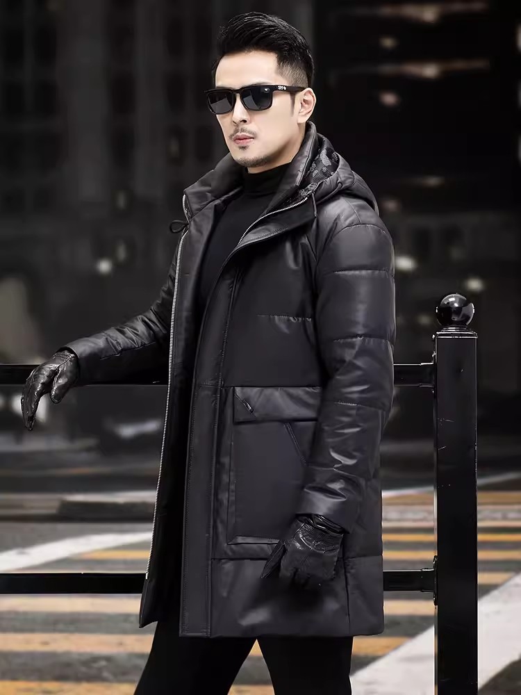 Winter Mens Thick Warm White G - огляд і ціна Leather Work Jacket With Hood
