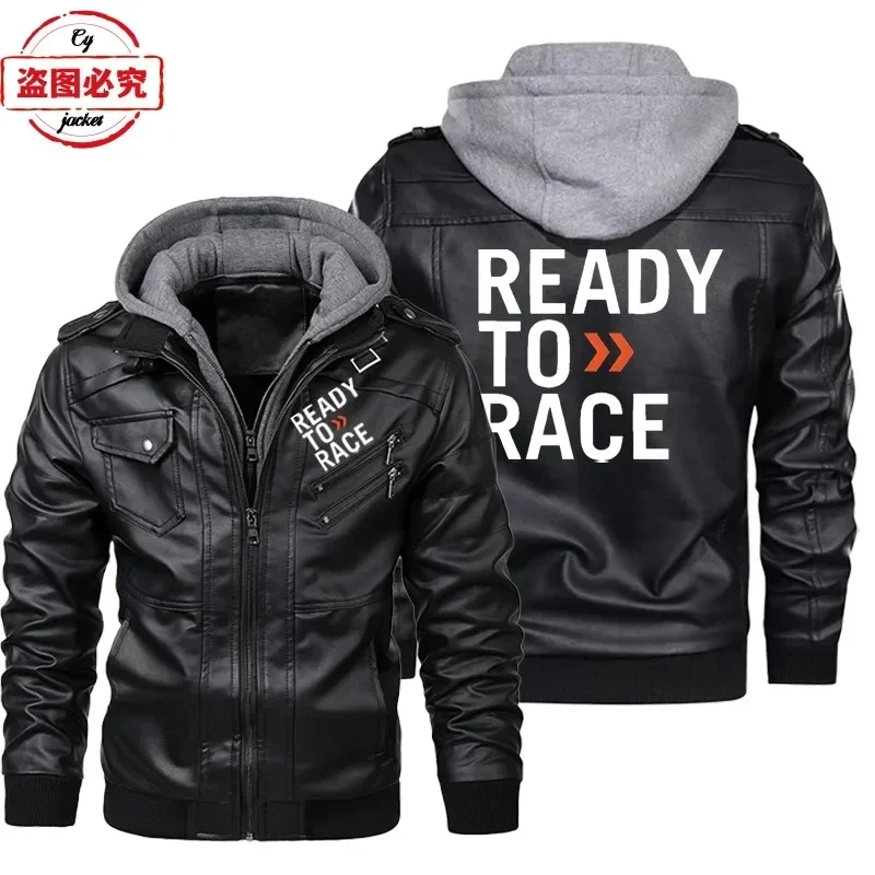 Ready To Race Logo Printed Off - огляд і ціна Leather Work Jacket With Hood