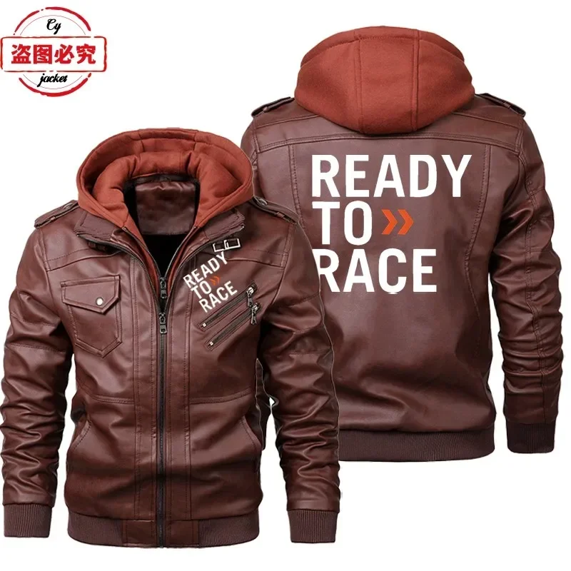 Ready To Race Logo Printed Off - огляд і ціна Leather Work Jacket With Hood