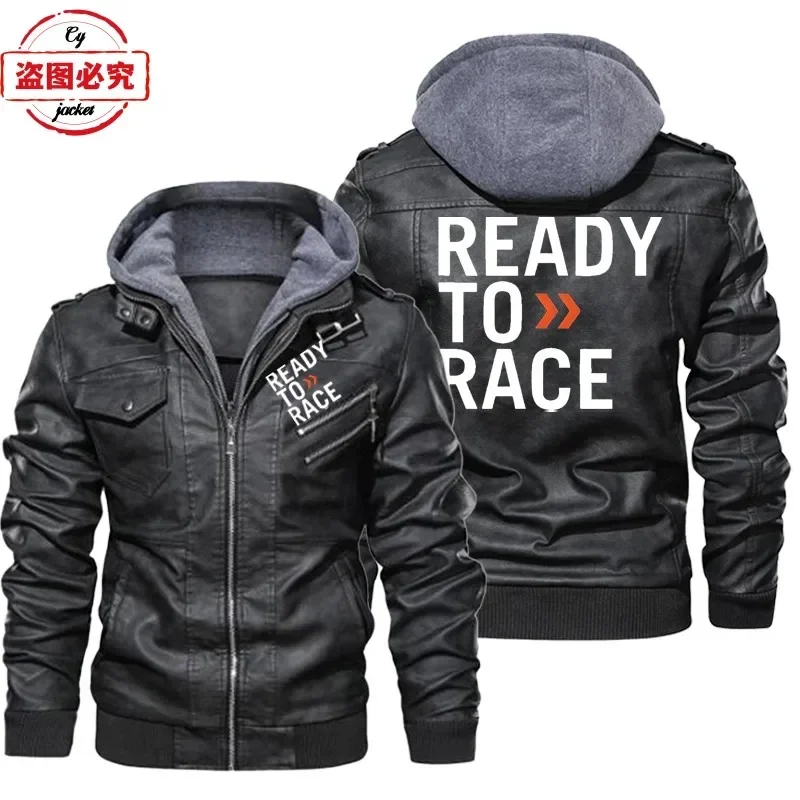 Ready To Race Logo Printed Off - огляд і ціна Leather Work Jacket With Hood