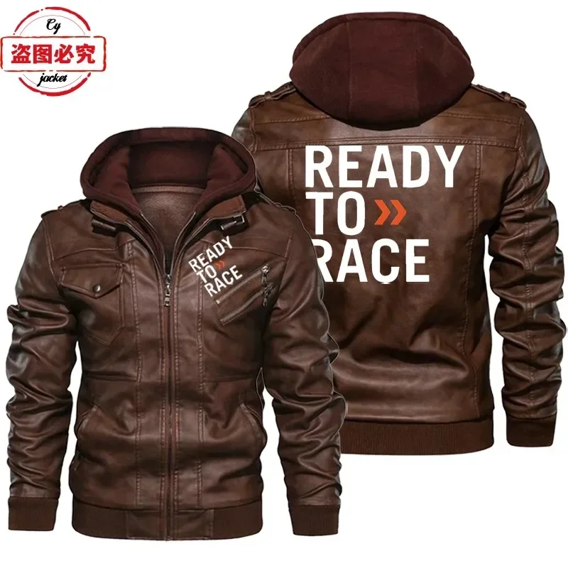Ready To Race Logo Printed Off - огляд і ціна Leather Work Jacket With Hood