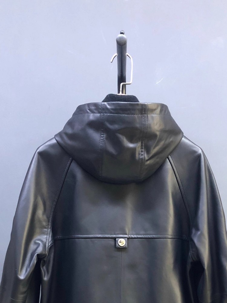 Hot Sale Autumn Women Natural  - огляд і ціна Leather Work Jacket With Hood