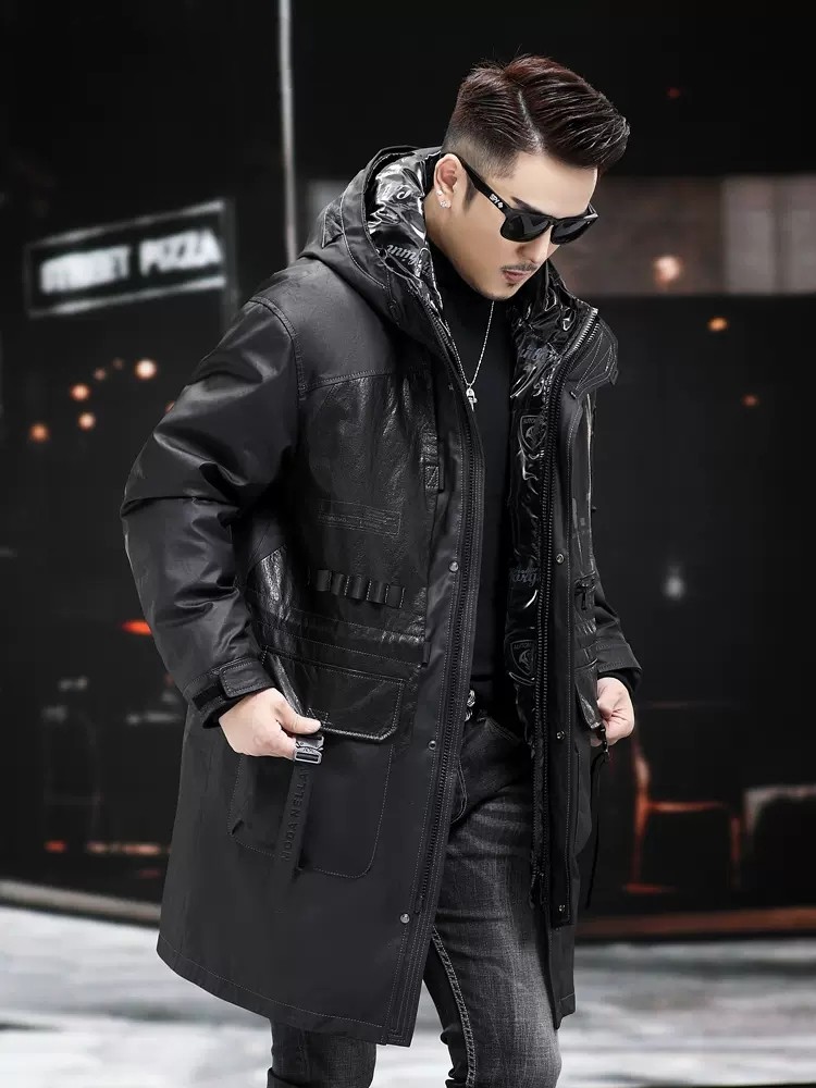 Winter Genuine Leather Coat Me - огляд і ціна Leather Work Jacket With Hood