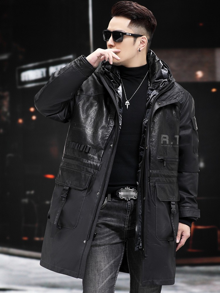 Winter Genuine Leather Coat Me - огляд і ціна Leather Work Jacket With Hood