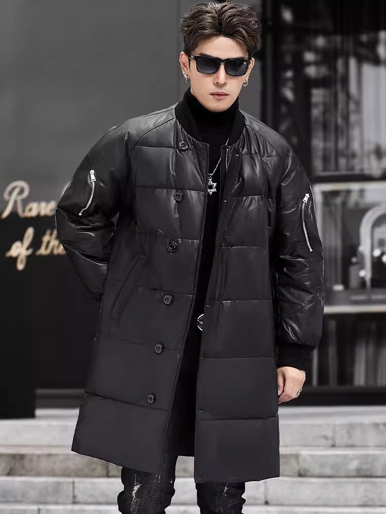 Winter New Men Hooded Long Gen - огляд і ціна Leather Work Jacket With Hood
