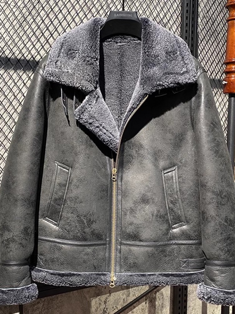 Men Winter Warm Wool Lining Sh - огляд і ціна Leather Work Jacket With Hood