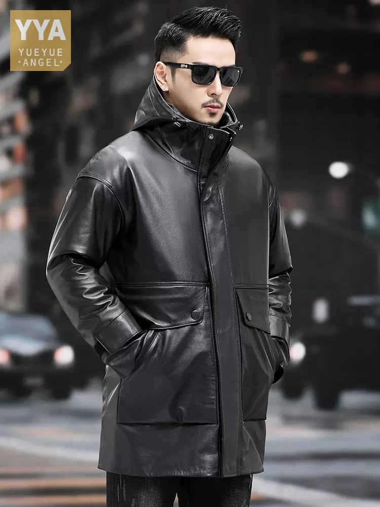 Winter Men Warm Work Down Jack - огляд і ціна Leather Work Jacket With Hood